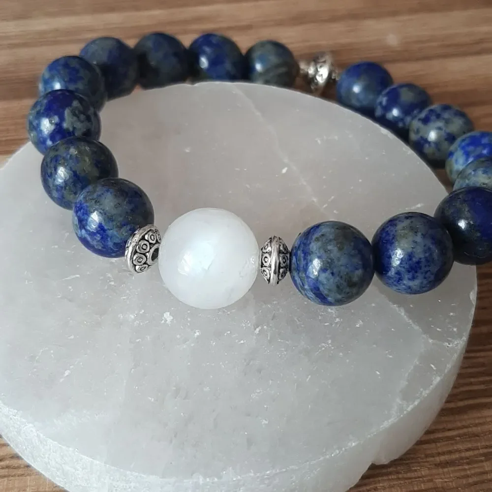 Lapis & Moonstone High Quality Beaded Stretch